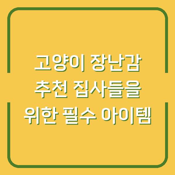 고양이 장난감 추천 집사들을 위한 필수 아이템