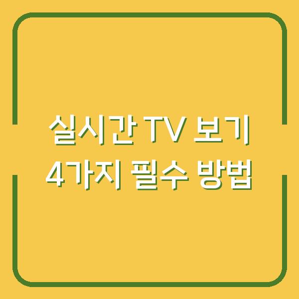 실시간 TV 보기 4가지 필수 방법