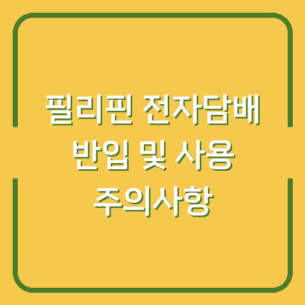 필리핀 전자담배 반입 및 사용 주의사항