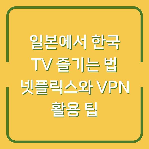 일본에서 한국 TV 즐기는 법 넷플릭스와 VPN 활용 팁