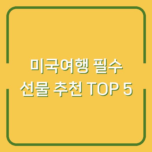 미국여행 필수 선물 추천 TOP 5