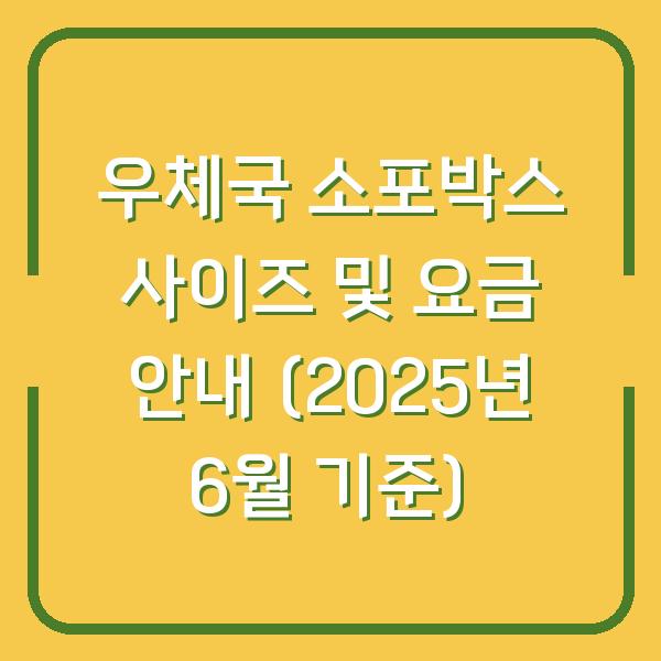우체국 소포박스 사이즈 및 요금 안내 (2025년 6월 기준)