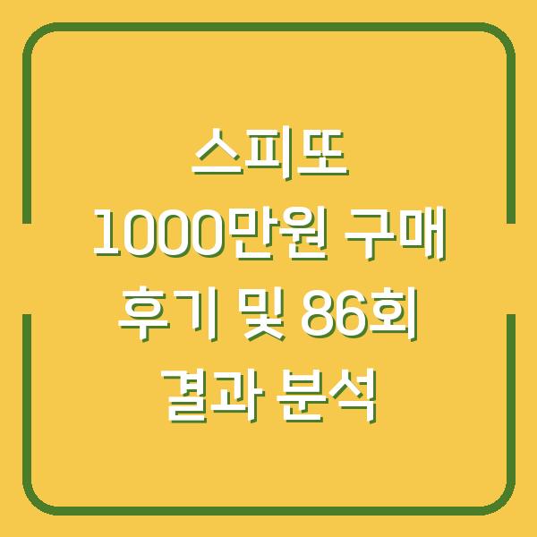 스피또 1000만원 구매 후기 및 86회 결과 분석