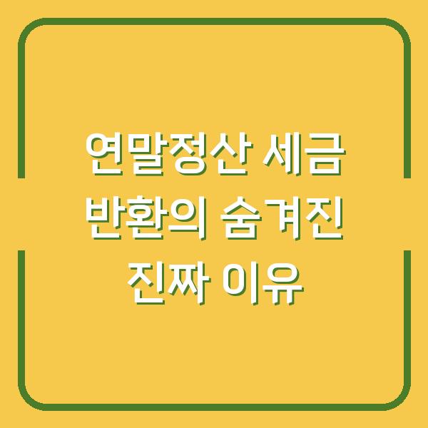 연말정산 세금 반환의 숨겨진 진짜 이유