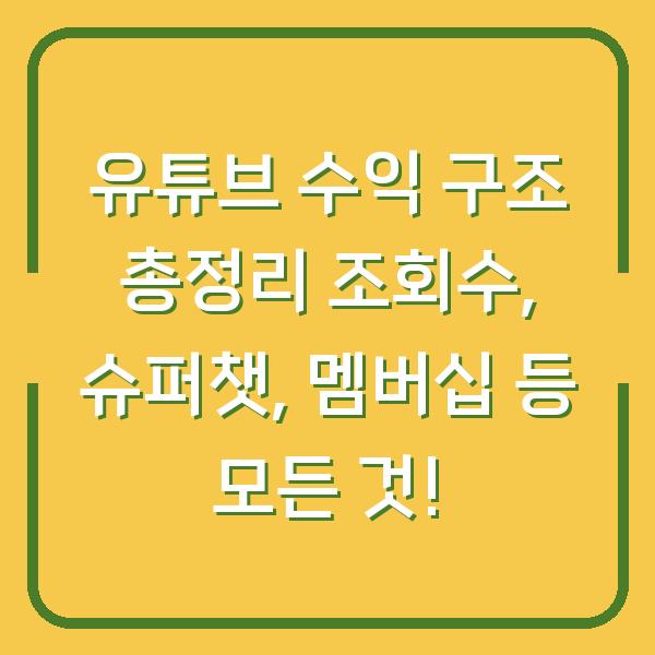 유튜브 수익 구조 총정리 조회수, 슈퍼챗, 멤버십 등 모든 것!