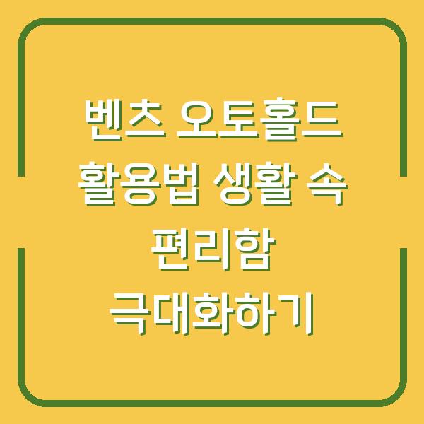 벤츠 오토홀드 활용법 생활 속 편리함 극대화하기
