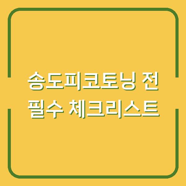 송도피코토닝 전 필수 체크리스트