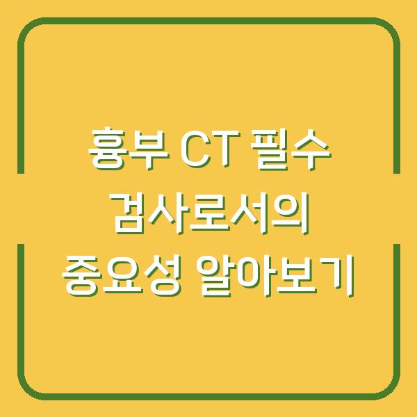 흉부 CT 필수 검사로서의 중요성 알아보기