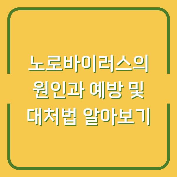 노로바이러스의 원인과 예방 및 대처법 알아보기