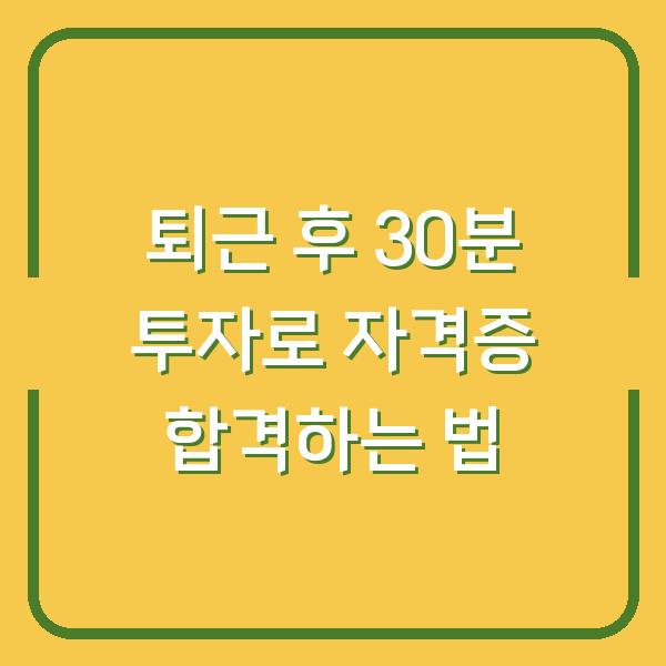 퇴근 후 30분 투자로 자격증 합격하는 법