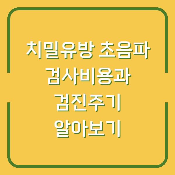 치밀유방 초음파 검사비용과 검진주기 알아보기