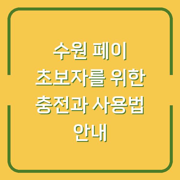 수원 페이 초보자를 위한 충전과 사용법 안내