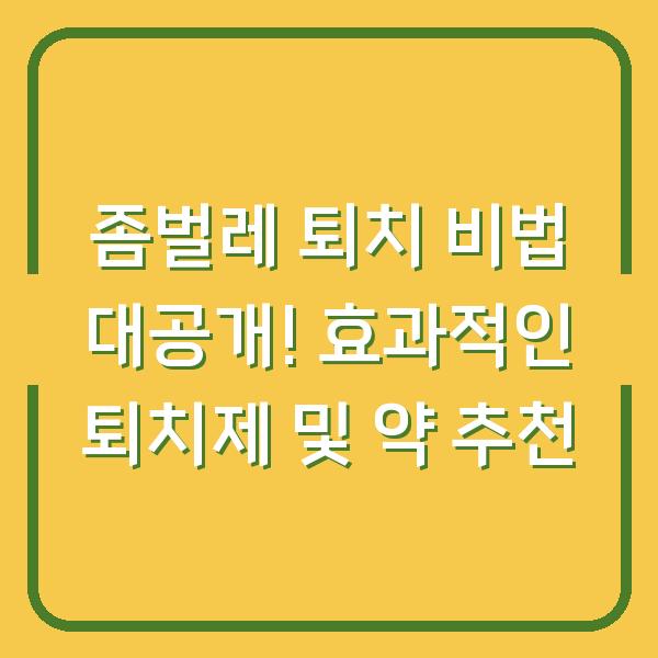 좀벌레 퇴치 비법 대공개! 효과적인 퇴치제 및 약 추천