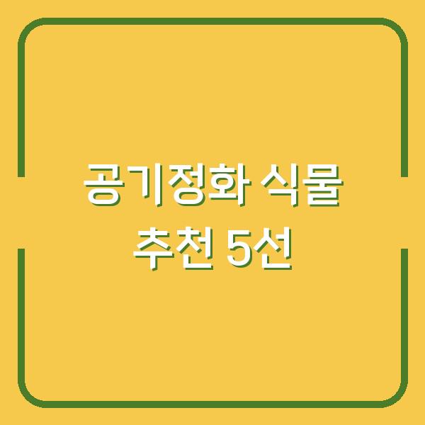 공기정화 식물 추천 5선