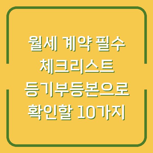 월세 계약 필수 체크리스트 등기부등본으로 확인할 10가지