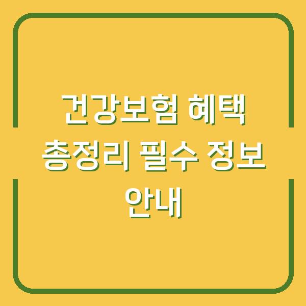 건강보험 혜택 총정리 필수 정보 안내