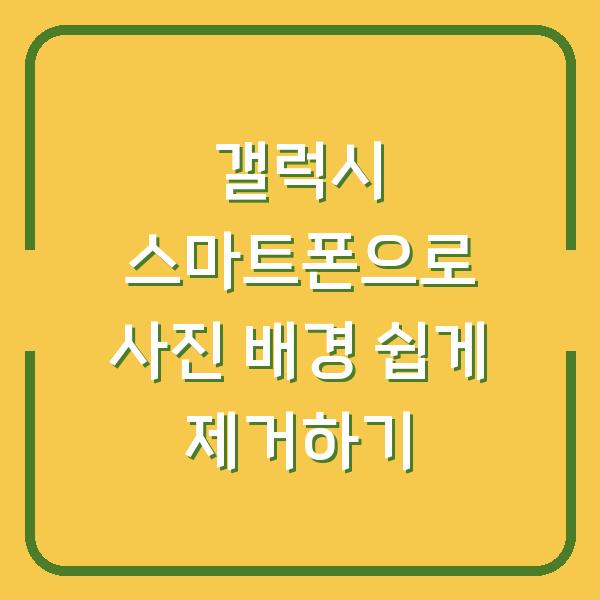 갤럭시 스마트폰으로 사진 배경 쉽게 제거하기
