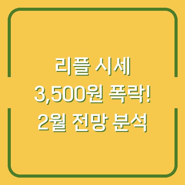 리플 시세 3,500원 폭락! 2월 전망 분석