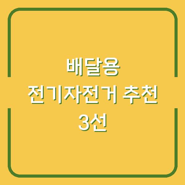 배달용 전기자전거 추천 3선