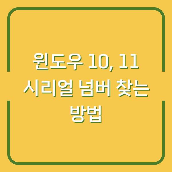 윈도우 10, 11 시리얼 넘버 찾는 방법