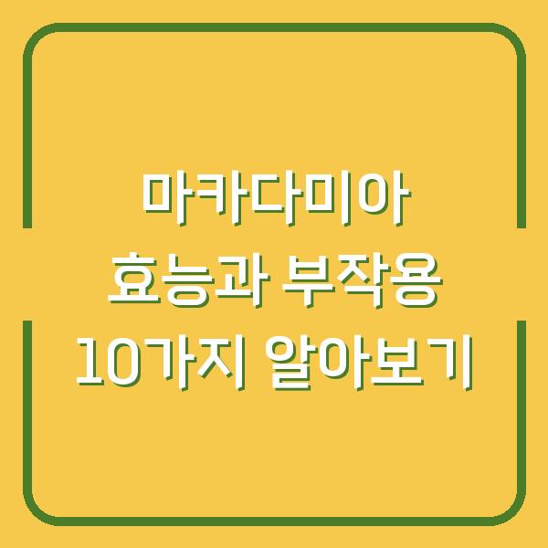 마카다미아 효능과 부작용 10가지 알아보기