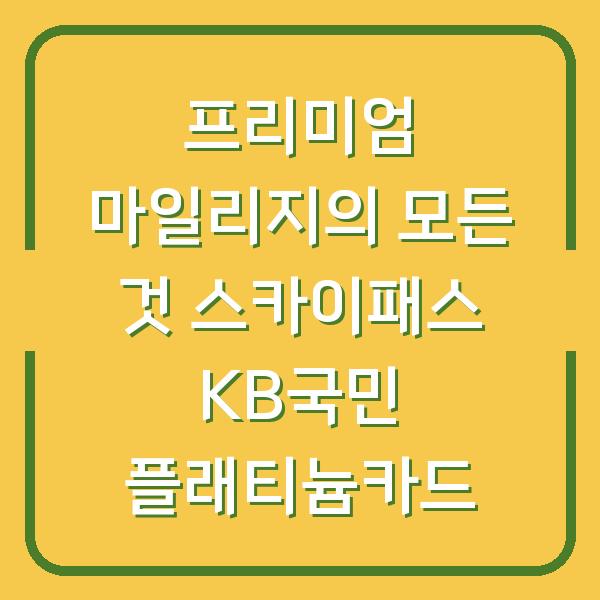 프리미엄 마일리지의 모든 것 스카이패스 KB국민 플래티늄카드