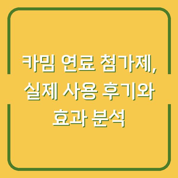 카밈 연료 첨가제, 실제 사용 후기와 효과 분석