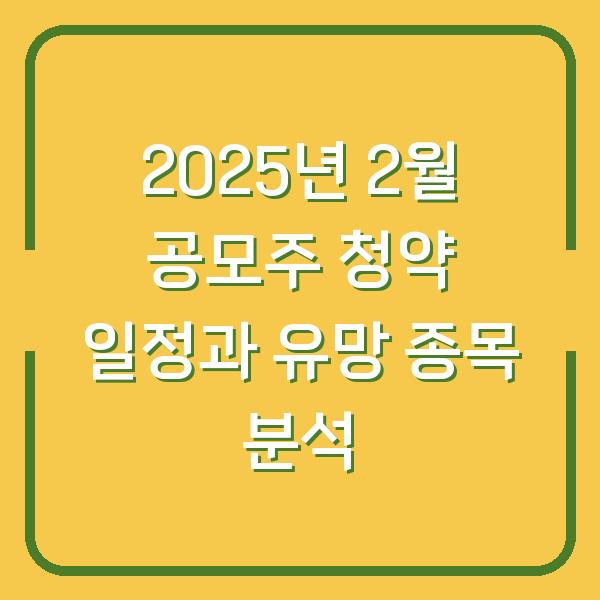 2025년 2월 공모주 청약 일정과 유망 종목 분석