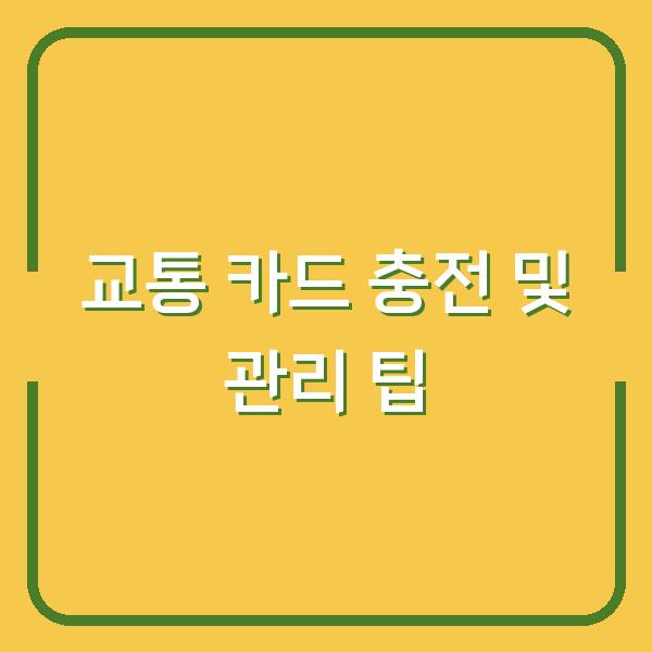 교통 카드 충전 및 관리 팁