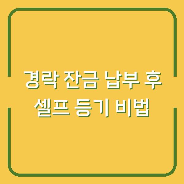 경락 잔금 납부 후 셀프 등기 비법