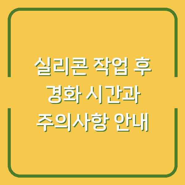실리콘 작업 후 경화 시간과 주의사항 안내