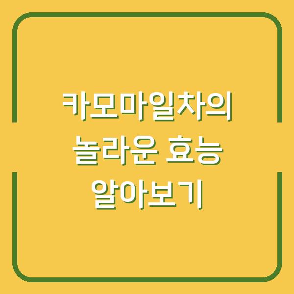 카모마일차의 놀라운 효능 알아보기