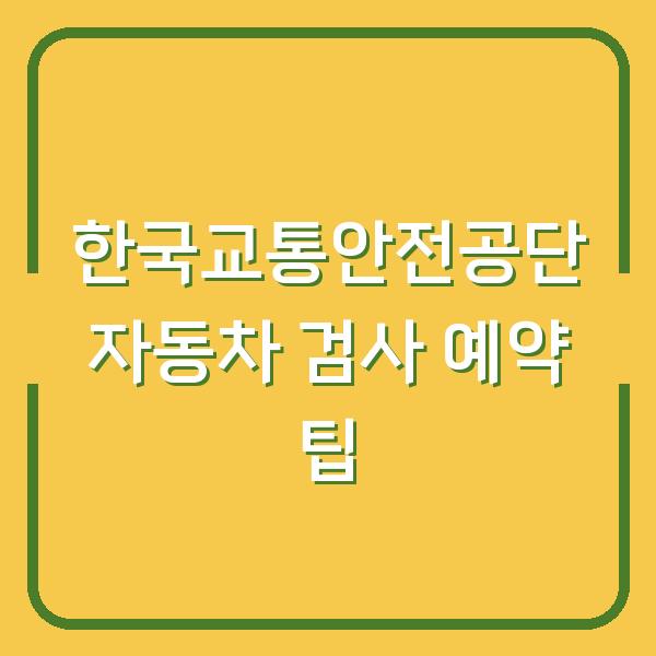 한국교통안전공단 자동차 검사 예약 팁