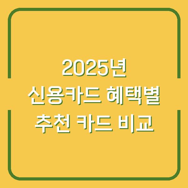 2025년 신용카드 혜택별 추천 카드 비교