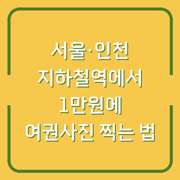 서울·인천 지하철역에서 1만원에 여권사진 찍는 법