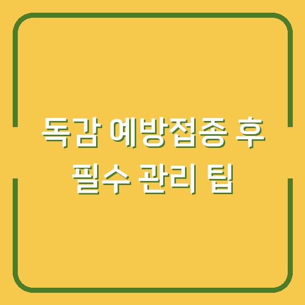 독감 예방접종 후 필수 관리 팁
