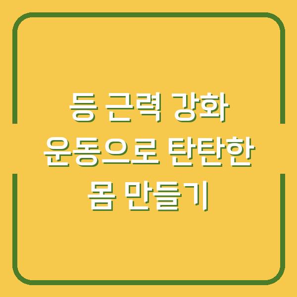 등 근력 강화 운동으로 탄탄한 몸 만들기
