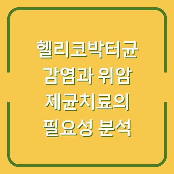 헬리코박터균 감염과 위암 제균치료의 필요성 분석