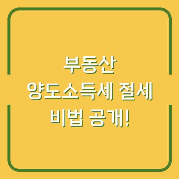 부동산 양도소득세 절세 비법 공개!