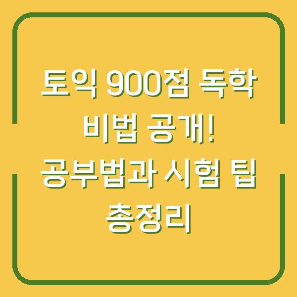 토익 900점 독학 비법 공개! 공부법과 시험 팁 총정리