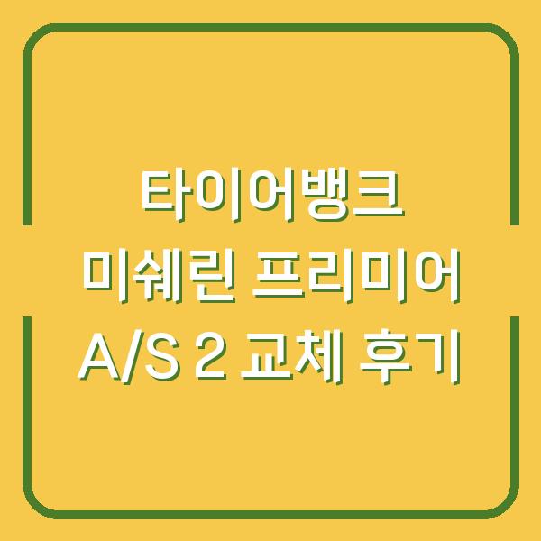 타이어뱅크 미쉐린 프리미어 A/S 2 교체 후기