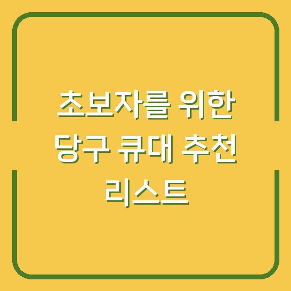 초보자를 위한 당구 큐대 추천 리스트
