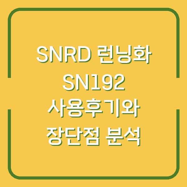 SNRD 런닝화 SN192 사용후기와 장단점 분석