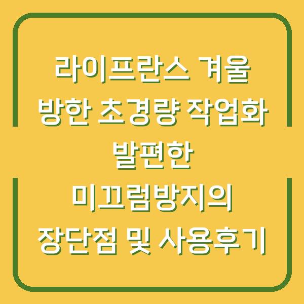라이프란스 겨울 방한 초경량 작업화 발편한 미끄럼방지의 장단점 및 사용후기