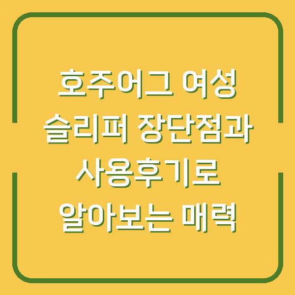 호주어그 여성 슬리퍼 장단점과 사용후기로 알아보는 매력