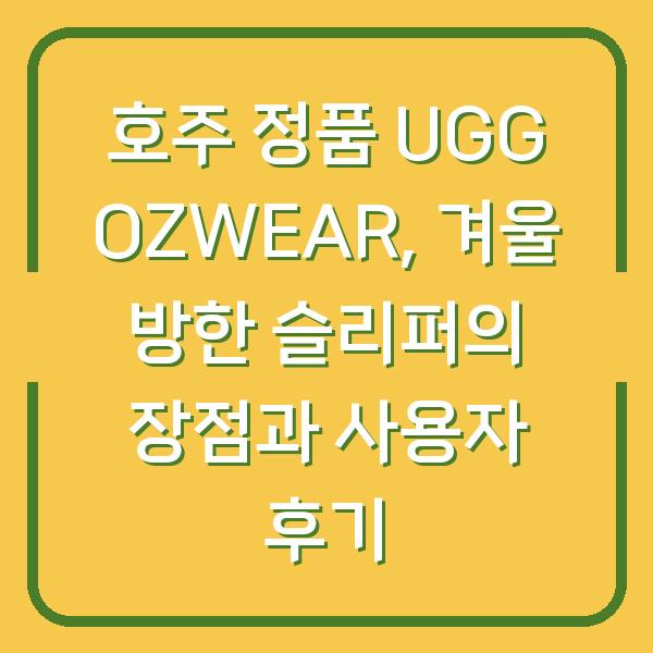 호주 정품 UGG OZWEAR, 겨울 방한 슬리퍼의 장점과 사용자 후기
