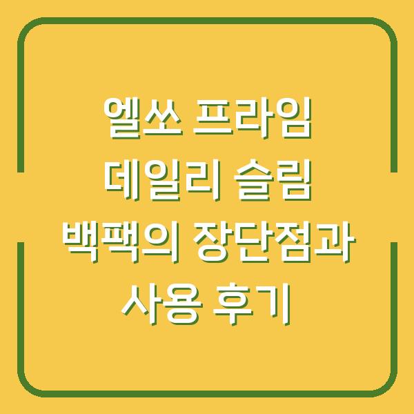 엘쏘 프라임 데일리 슬림 백팩의 장단점과 사용 후기