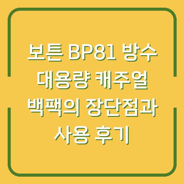 보튼 BP81 방수 대용량 캐주얼 백팩의 장단점과 사용 후기