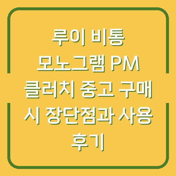 루이 비통 모노그램 PM 클러치 중고 구매 시 장단점과 사용 후기
