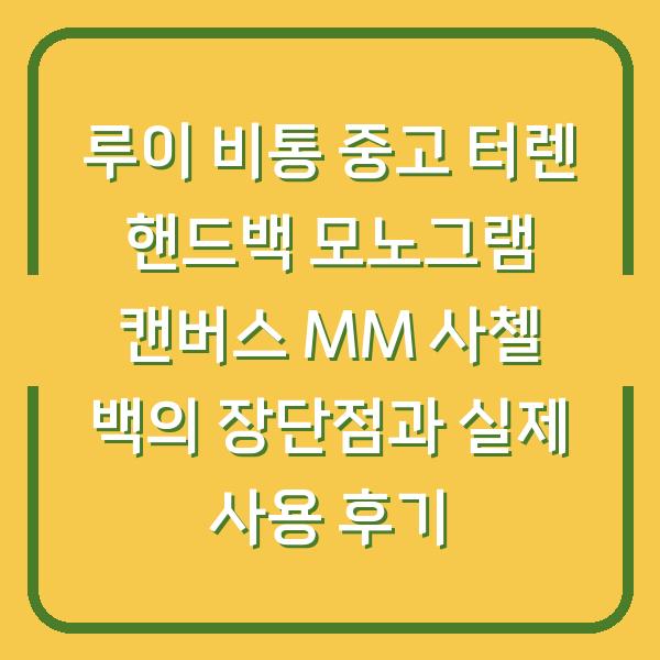 루이 비통 중고 터렌 핸드백 모노그램 캔버스 MM 사첼 백의 장단점과 실제 사용 후기